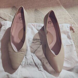 Sole Bliss Ingrid cream leather block heel 39.5 9 9.5 pump royals